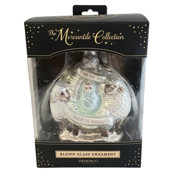 Demdaco For To Us A Child Is Born Christmas Ornament Blown Glass Isiah 9:6 - Picture 1 of 8